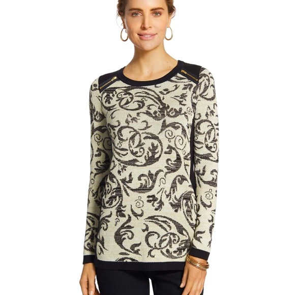 Chico's Sweaters - Chico's Collection Lurex Jacquard Tunic Sweater